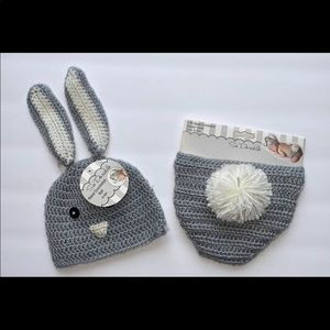 Two Piece Hand Crocheted Newborn Bunny Outfit